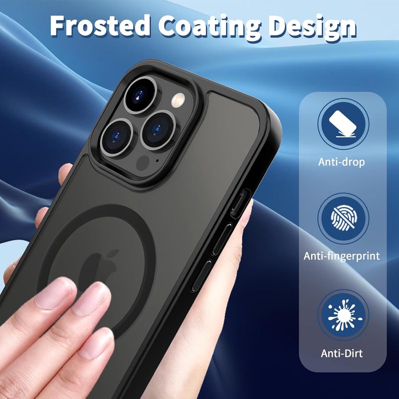 CACOE Magnetic Case for iPhone 13 Pro 6.1 inch-Compatible with MagSafe & Magnetic Car Phone Mount,Anti-Fingerprint TPU Thin Phone Cases Cover Protective Shockproof (Matte Black) - Image 4
